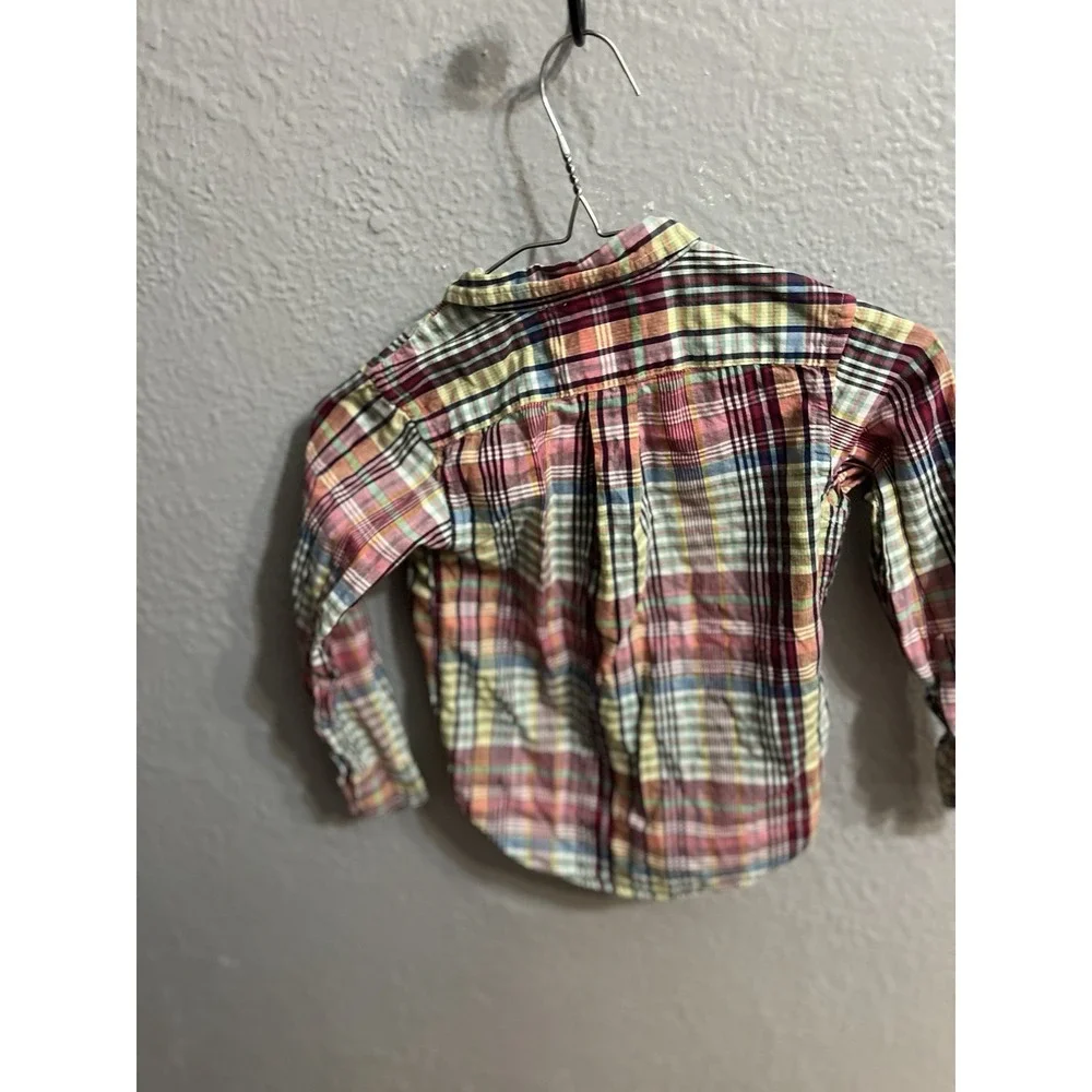 Ralph Lauren ‎ Button Down Long Sleeve Shirt Plaid Size 4/4T